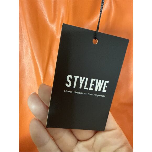 Stylewe Pleather Pants, Orange, XL - Picture 2 of 4